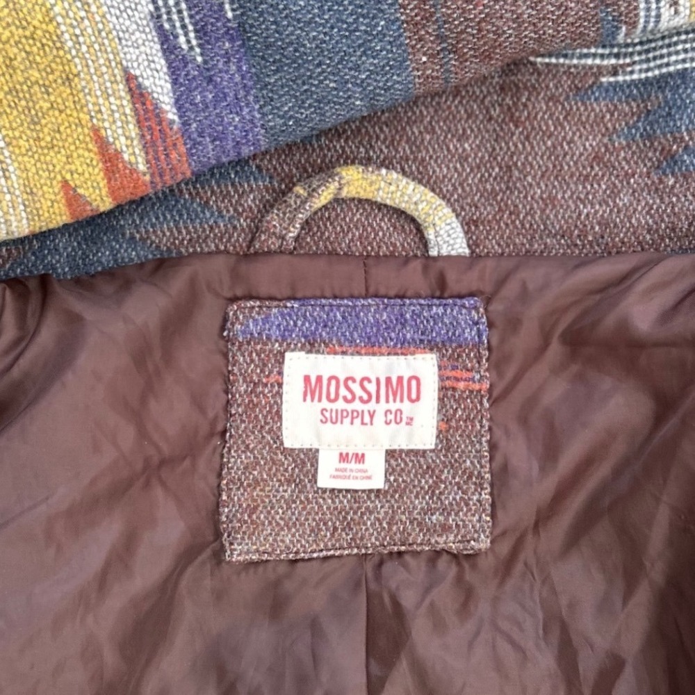 Mossimo Supply Co Southwestern Hooded Coat Brown Geometric Wool Blend Medium - Picture 13 of 13